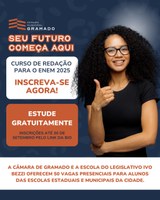 Câmara de Gramado abre inscrições para curso gratuito de redação para o ENEM 2025