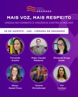 Agosto Lilás: Câmara de Gramado promove painel sobre enfrentamento à violência contra a mulher
