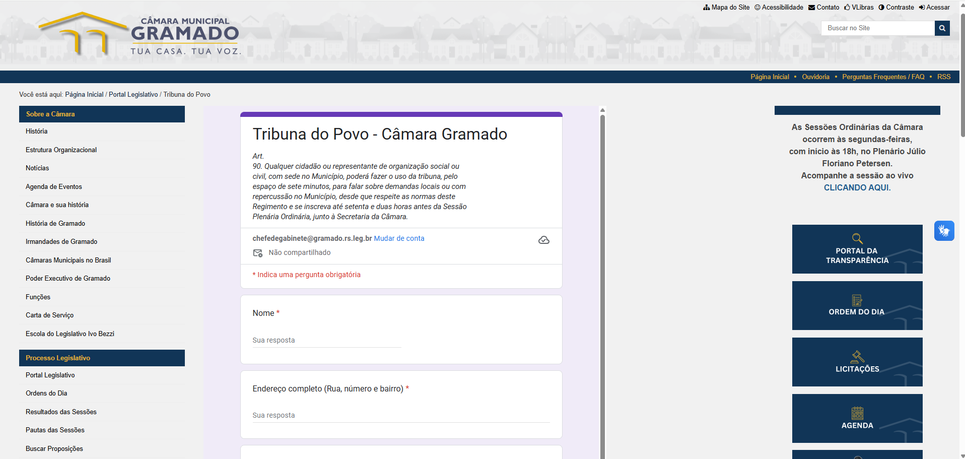 Câmara de Gramado moderniza inscrições para a Tribuna do Povo