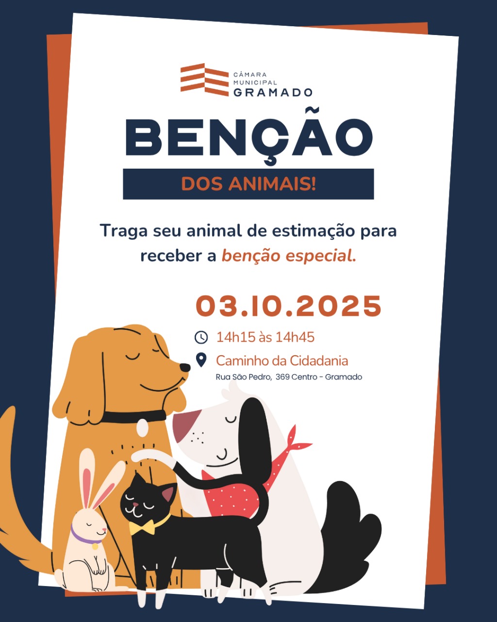 Câmara de Gramado promove bênção em homenagem ao Dia Nacional dos Animais