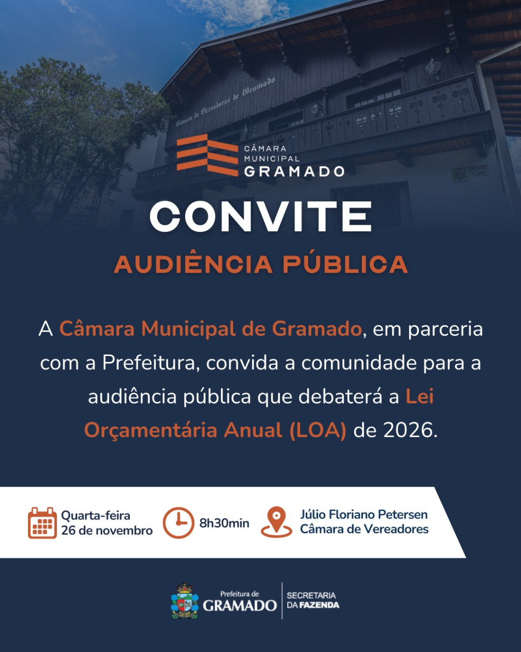 Câmara debate LOA 2026 em audiência pública nesta quarta-feira