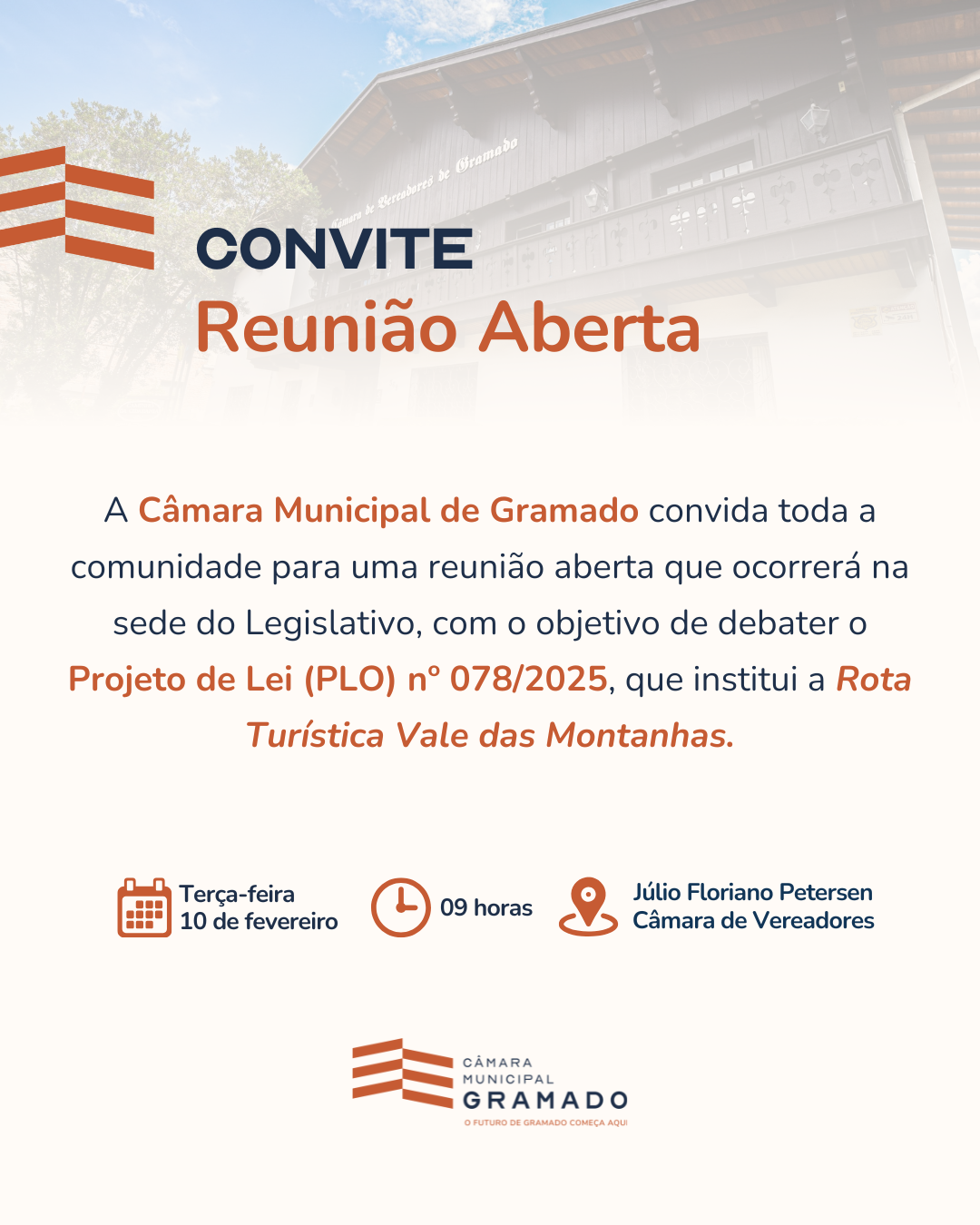 Câmara promoverá reunião aberta sobre a Rota Turística Vale das Montanhas