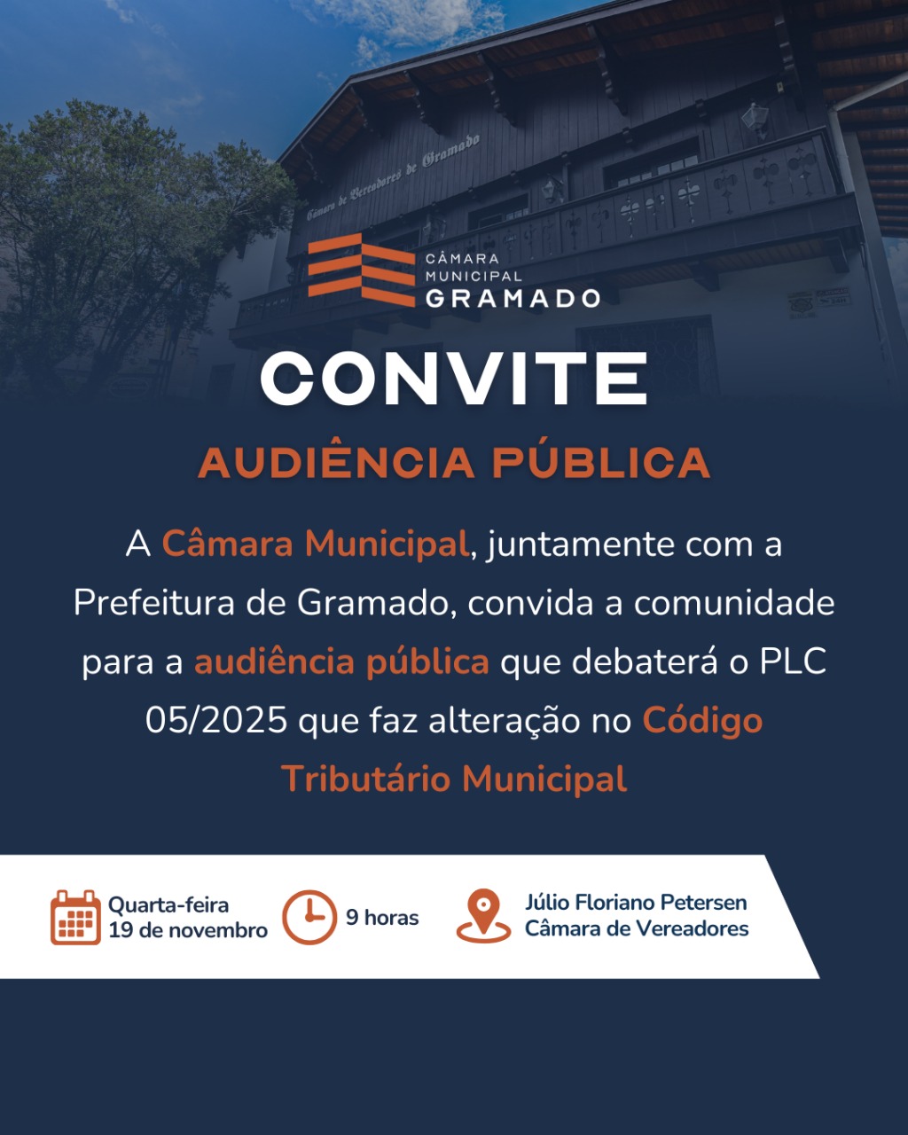 Câmara realiza audiência pública sobre alterações no Código Tributário Municipal nesta quarta-feira