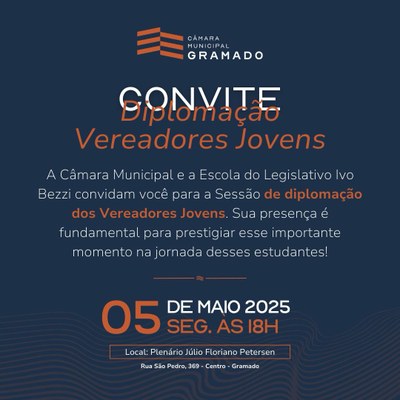 Câmara realiza diplomação dos novos Vereadores Jovens nesta segunda-feira