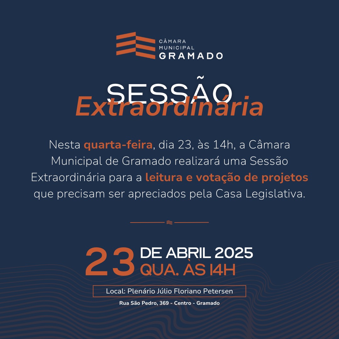 Câmara realiza Sessão Extraordinária e Audiência Pública nesta quarta-feira