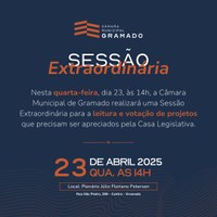 Câmara realiza Sessão Extraordinária e Audiência Pública nesta quarta-feira