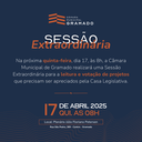 Câmara realiza Sessão Extraordinária nesta quinta-feira, dia 17