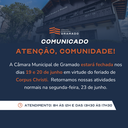 Corpus Christi: Câmara informa expediente no feriado 