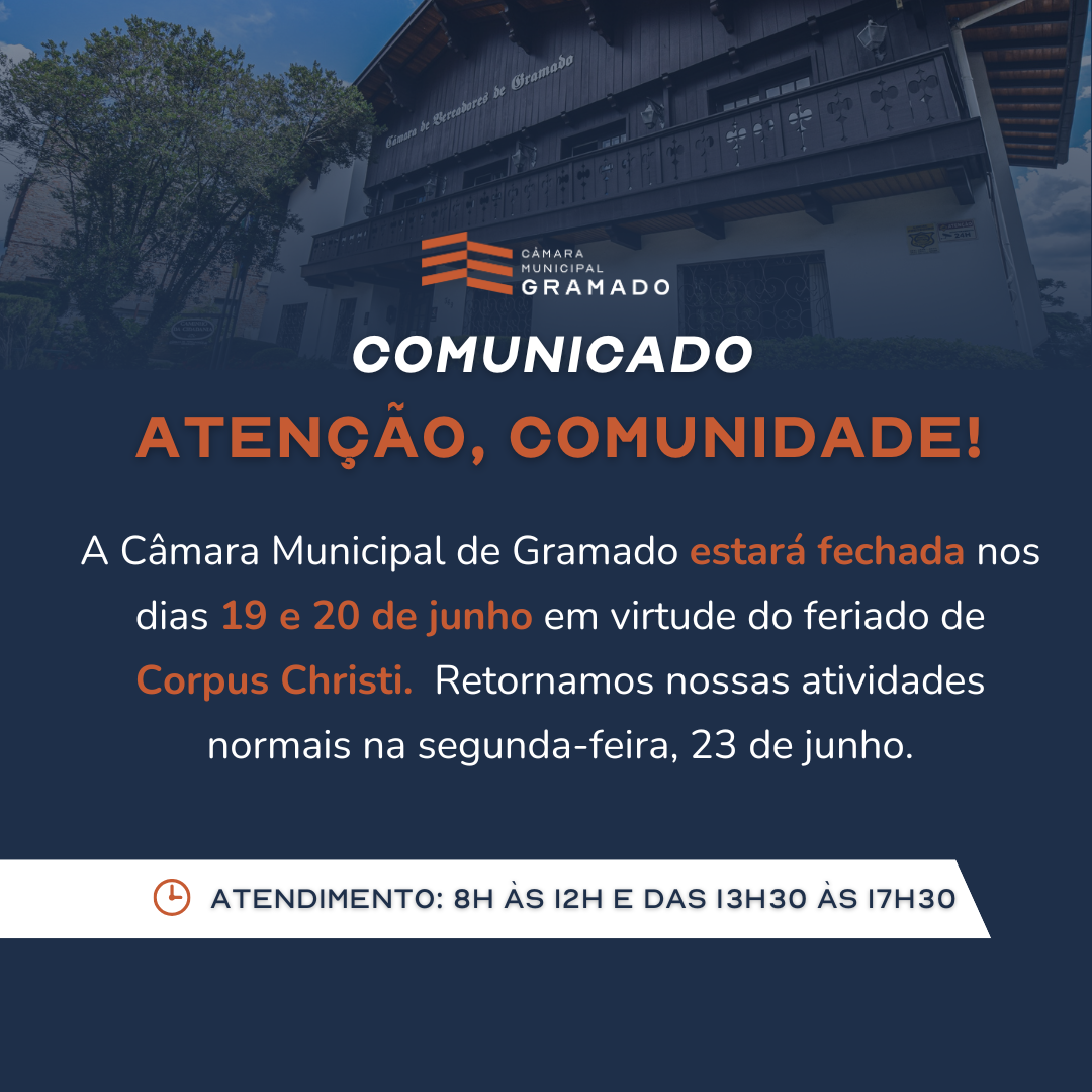 Corpus Christi: Câmara informa expediente no feriado 