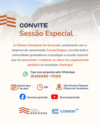 Corsan/Aegea apresentará cronograma de obras em sessão especial na Câmara