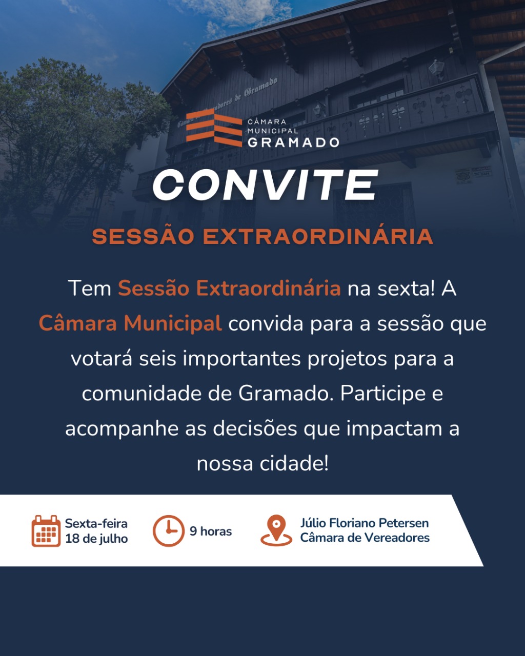 Saúde, educação e segurança estão na pauta da sessão extraordinária desta sexta 