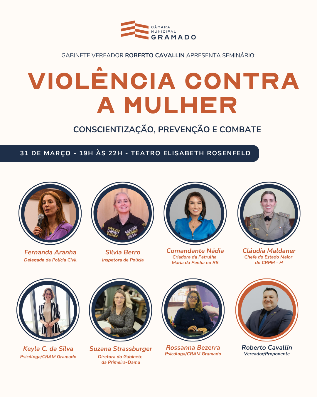 Seminário sobre violência contra a mulher promove conscientização e fortalece rede de proteção em Gramado