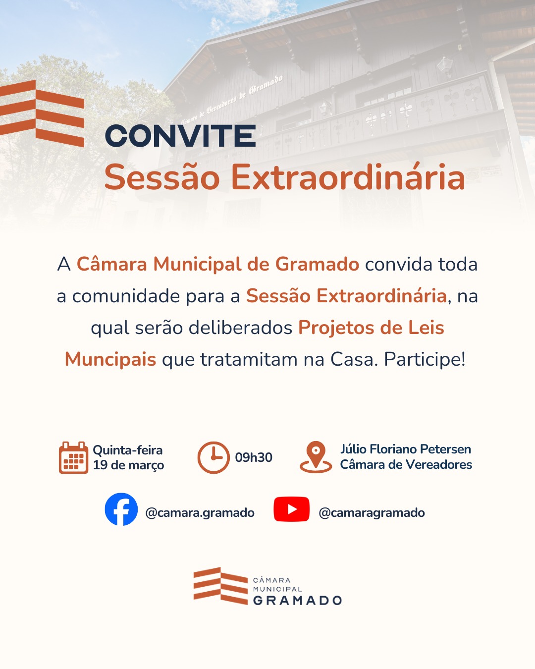 Sessão extraordinária debate projetos em tramitação no Legislativo de Gramado