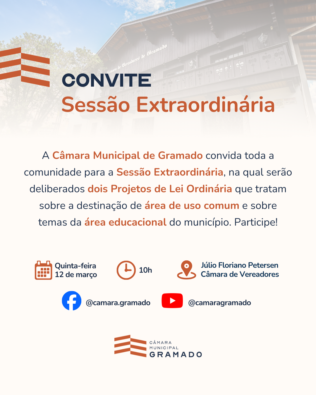 Sessão extraordinária na Câmara irá deliberar projetos nas áreas urbana e educacional